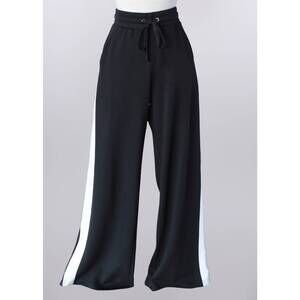 NEW KEREN HART women's full-length stripe joggers in black